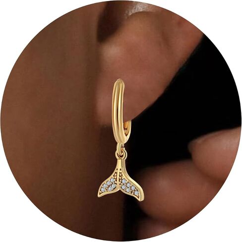 Gold Dangle Earrings for Women,Dainty Gold Earrings 14K Gold Plated Drop Earrings for Women Trendy Hypoallergenic CZ Dangling Earrings Small Gold Earrings Earrings for Women Jewelry in Kuwait