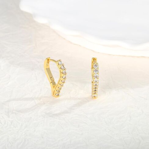 Gold CZ Huggie Hoop Earrings Small Gold Hoop Earrings Lightweight Hypoallergenic Earrings Jewelry Gifts in Saudi Arabia