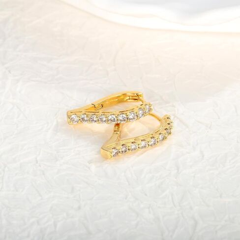 Gold CZ Huggie Hoop Earrings Small Gold Hoop Earrings Lightweight Hypoallergenic Earrings Jewelry Gifts in Saudi Arabia