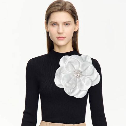 كبير جدا النسيج زهرة بروش دبوس للنساء الفتيات الأزياء حجر الراين المدقة زهور الكاميليا دبابيس اليدوية الصدار العروة التلبيب دبابيس أنيقة عطلة الزفاف حزب اللباس الملحقات in Kuwait