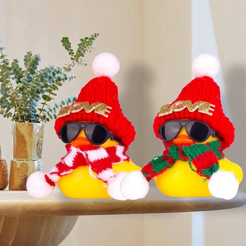 Car Rubber Duck, Cute Winter Duck Car Dashboard Decorations for Car Ornaments Accessories with Mini Hat, Sunglasses, and Scarf(B7) in Saudi Arabia