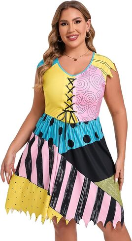 أزياء سالي للسيدات من KOJOOIN مقاس كبير - كابوس تيم بيرتون قبل عيد الميلاد - فستان الهالوين كاجوال بدون أكمام in Kuwait