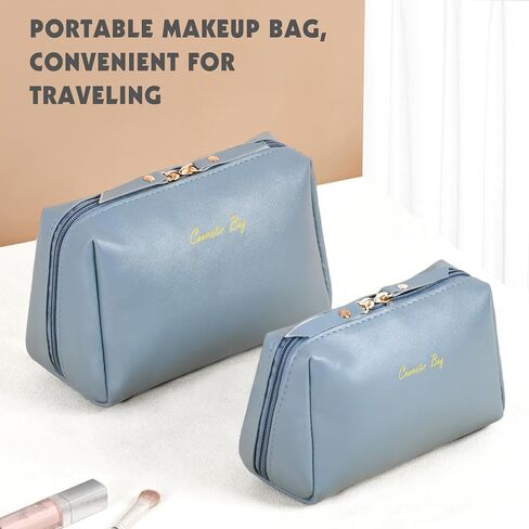 Topwey Makeup Bag, Travel Essentials Cosmetic Bags for Women, Waterproof Portable Pouch travel toiletry bag with Divider (Khaki, Small) in Saudi Arabia