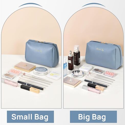 Topwey Makeup Bag, Travel Essentials Cosmetic Bags for Women, Waterproof Portable Pouch travel toiletry bag with Divider (Khaki, Small) in Saudi Arabia