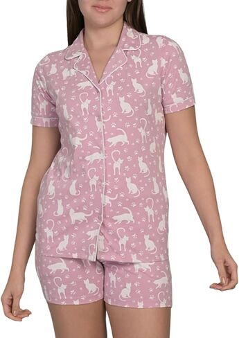 Women's Short Sleeve Pajama Sets 100% Cotton Casual Button Down Nightwear 2 Piece With 2 Pockets Loungewear in Saudi Arabia