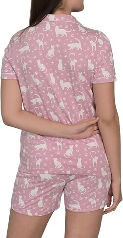 Women's Short Sleeve Pajama Sets 100% Cotton Casual Button Down Nightwear 2 Piece With 2 Pockets Loungewear in Saudi Arabia