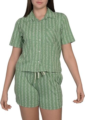 Women's Short Sleeve Pajama Sets 100% Cotton Casual Button Down Nightwear 2 Piece With 2 Pockets Loungewear in Saudi Arabia