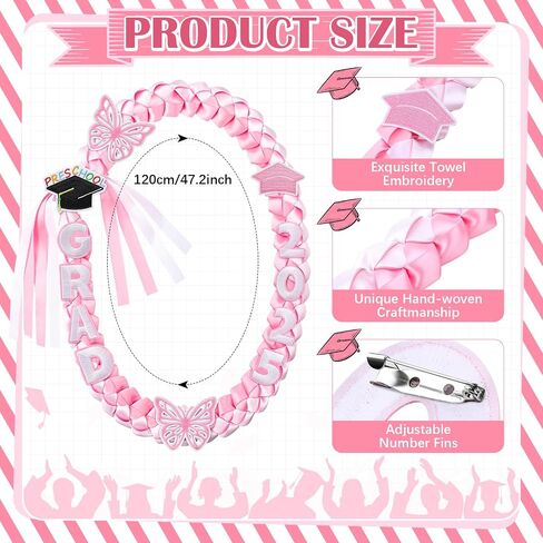 Hotop Kids Graduation Ribbon Leis Preschool Class of 2026 Money Leis, 47'' Double Braided Preschool Graduation Ribbon Necklace for Boys Girls in Saudi Arabia
