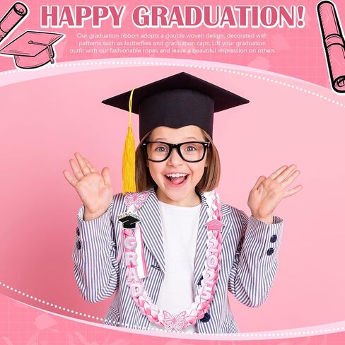 Hotop Kids Graduation Ribbon Leis Preschool Class of 2026 Money Leis, 47'' Double Braided Preschool Graduation Ribbon Necklace for Boys Girls in Saudi Arabia