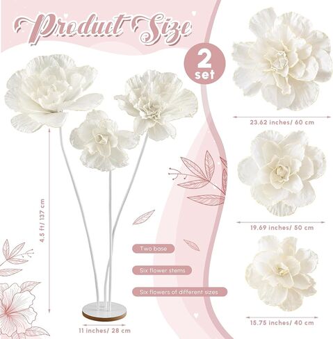 4.5 ft Valentine's Day Giant Flower Huge Artificial Flannel Flower Decoration with Standing Base Wedding Decoration for Reception Artificial Banquet Outdoor Ceremony Church Floral Backdrop(2) in Saudi Arabia