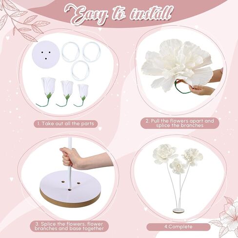 4.5 ft Valentine's Day Giant Flower Huge Artificial Flannel Flower Decoration with Standing Base Wedding Decoration for Reception Artificial Banquet Outdoor Ceremony Church Floral Backdrop(2) in Saudi Arabia