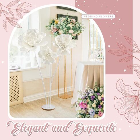 4.5 ft Valentine's Day Giant Flower Huge Artificial Flannel Flower Decoration with Standing Base Wedding Decoration for Reception Artificial Banquet Outdoor Ceremony Church Floral Backdrop(2) in Saudi Arabia