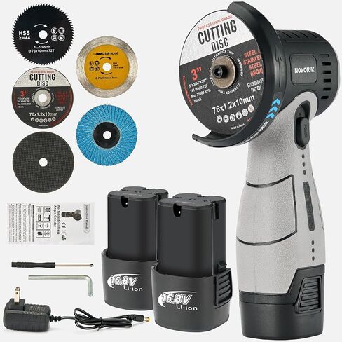 Angle Grinder Tool, Cordless Mini Angle Grinder Brushed with 2pcs 16.8V 2000mAh Battery 5-Cutting Discs 28000rpm,Power Angle Grinder for Wood Metal Stone Concrete (Brush) in Kuwait