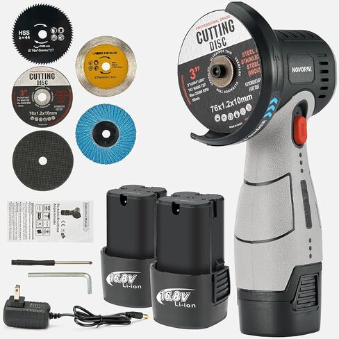 Angle Grinder Tool, Cordless Mini Angle Grinder Brushed with 2pcs 16.8V 2000mAh Battery 5-Cutting Discs 28000rpm,Power Angle Grinder for Wood Metal Stone Concrete (Brush) in Kuwait