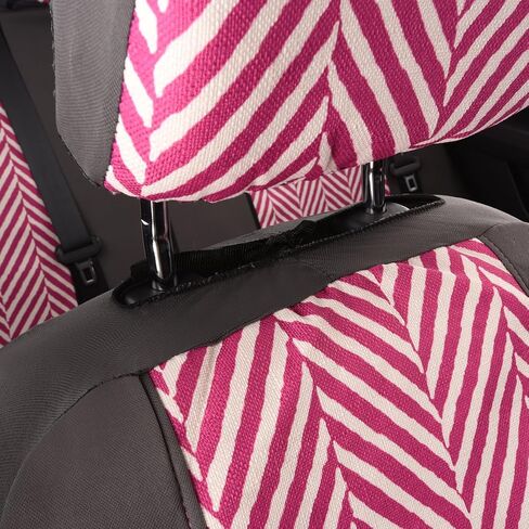 غطاء مقعد من الكتان للنساء من CAR PASS HOMESTYLE، أغطية مقاعد السيارة العالمية مع فتحات مفتوحة، مناسب لسيارات الدفع الرباعي والسيارات والشاحنات وسيارات السيدان والشاحنات الصغيرة والوسائد الهوائية المتوافقة (رمادي فحمي مع وردي) in Kuwait