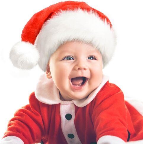 JUANANIUG Santa Hat For Kids, Christmas Hat, Toddler Velvet Classic Fur for Boy Girl New Year Festive Holiday Party Extra Thicken Supplies (Kid-1pack-Red) in Kuwait