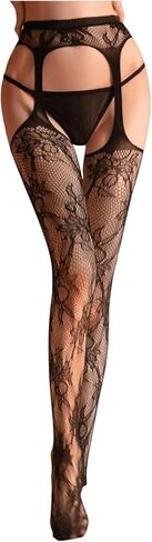 GORGLITTER Women's Floral Lace Garter Stockings Vintage Bodystockings Suspenders Pantyhose Tights in Saudi Arabia
