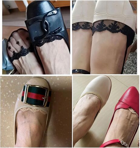 4 Pair Womens Low Cut Socks Slingback Half-Palm No Show Sock with Sling and Lace Invisible Half Toe Topper Liner Covers for Heels in Saudi Arabia