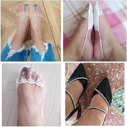 4 Pair Womens Low Cut Socks Slingback Half-Palm No Show Sock with Sling and Lace Invisible Half Toe Topper Liner Covers for Heels in Saudi Arabia