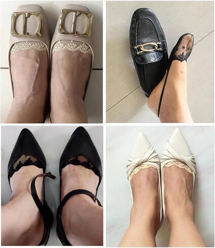 4 Pair Womens Low Cut Socks Slingback Half-Palm No Show Sock with Sling and Lace Invisible Half Toe Topper Liner Covers for Heels in Saudi Arabia