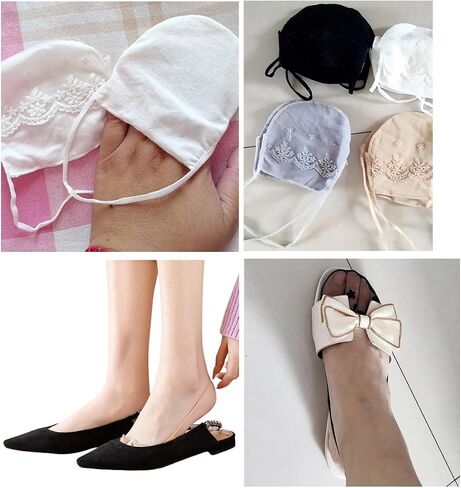 4 Pair Womens Low Cut Socks Slingback Half-Palm No Show Sock with Sling and Lace Invisible Half Toe Topper Liner Covers for Heels in Saudi Arabia