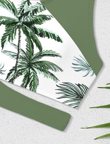 Girls Swimsuit Cutout Tropical Floral Bathing Suit for Girls 3 Pcs Bikini with Drawstring Cover up Skirt 7-16Y in Saudi Arabia