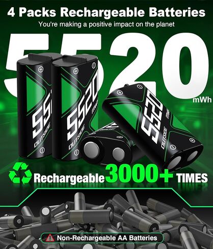 Upgraded fast charging rechargeable battery packs with Light Control, 4 x 3600mWh Xbox Controller Batteries with Battery Charging Dock/Storage for Xbox One/Xbox Series X|S, Xbox One S/X/Elite, X600 in Saudi Arabia