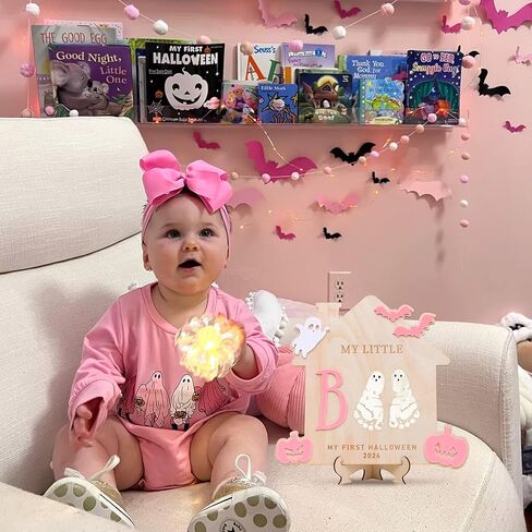 DIY Halloween Footprint or Handprint Art Sign | Trick or Treat | My Little Boo | Baby’s First Halloween Keepsake | Kid Craft | 2024 | Engraved (Trick or Treat Footprint) in Kuwait