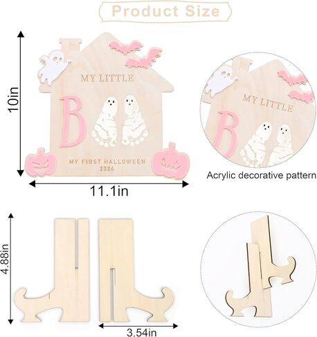 DIY Halloween Footprint or Handprint Art Sign | Trick or Treat | My Little Boo | Baby’s First Halloween Keepsake | Kid Craft | 2024 | Engraved (Trick or Treat Footprint) in Kuwait