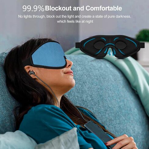 Sleep Mask 100% Blackout Eye Sleeping Cover Comfortable Contoured Eye Cups and Nose Covering for Men, 3D Pillowy Soft Light Blocking Eye Masks 0 Pressure on, Black in Saudi Arabia