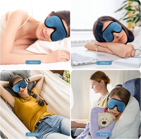 Sleep Mask 100% Blackout Eye Sleeping Cover Comfortable Contoured Eye Cups and Nose Covering for Men, 3D Pillowy Soft Light Blocking Eye Masks 0 Pressure on, Black in Saudi Arabia