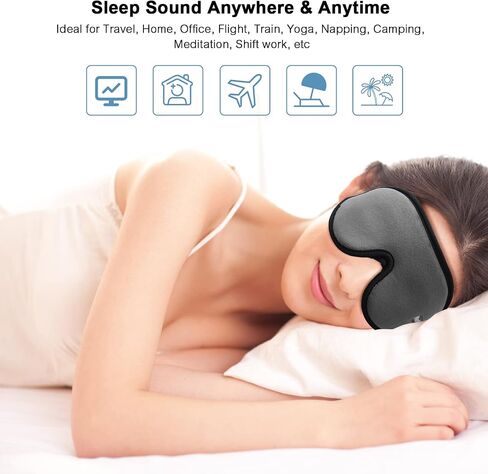 Sleep Mask 100% Blackout Eye Sleeping Cover Comfortable Contoured Eye Cups and Nose Covering for Men, 3D Pillowy Soft Light Blocking Eye Masks 0 Pressure on, Black in Saudi Arabia