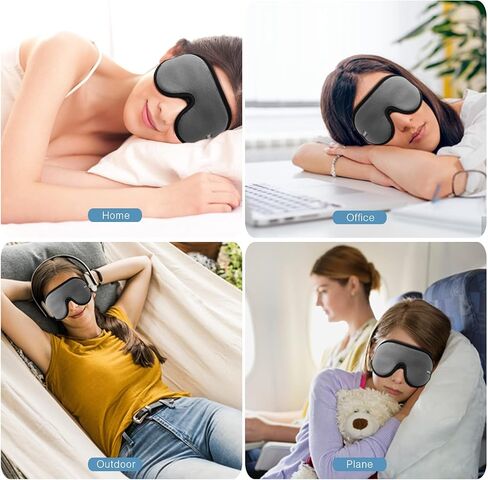 Sleep Mask 100% Blackout Eye Sleeping Cover Comfortable Contoured Eye Cups and Nose Covering for Men, 3D Pillowy Soft Light Blocking Eye Masks 0 Pressure on, Black in Saudi Arabia