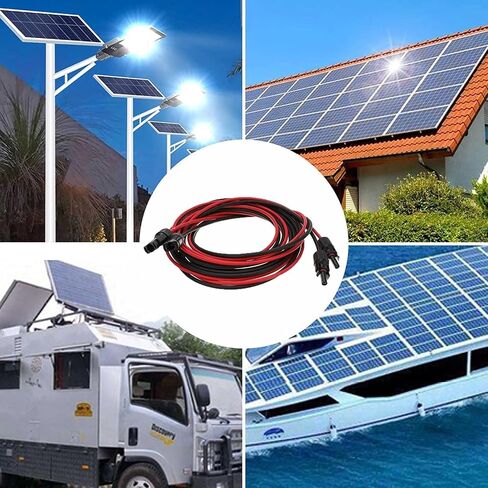 Solar Extension Cable 12AWG,Connector with Panel Female and Male Connector Solar Panel Adapter, Solar Panel Plug (3 Feet Red + Black 2 PC) in Saudi Arabia