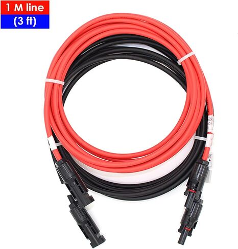 Solar Extension Cable 12AWG,Connector with Panel Female and Male Connector Solar Panel Adapter, Solar Panel Plug (3 Feet Red + Black 2 PC) in Saudi Arabia