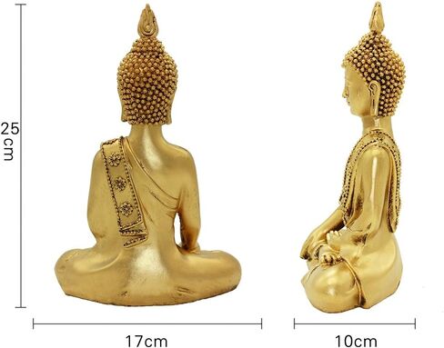BRABUD Resin 10.63"(H) Napping Indian Buddha Statue Gold Home Decor Housewarming Gift BS107 in Saudi Arabia