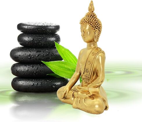 BRABUD Resin 10.63"(H) Napping Indian Buddha Statue Gold Home Decor Housewarming Gift BS107 in Saudi Arabia