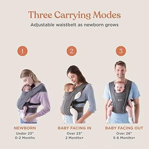 Ergobaby Embrace Cozy Newborn Essentials Baby Carrier Wrap (7-25 Pounds), Soft Air Mesh, Cream in Saudi Arabia