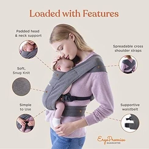 Ergobaby Embrace Cozy Newborn Essentials Baby Carrier Wrap (7-25 Pounds), Soft Air Mesh, Cream in Saudi Arabia