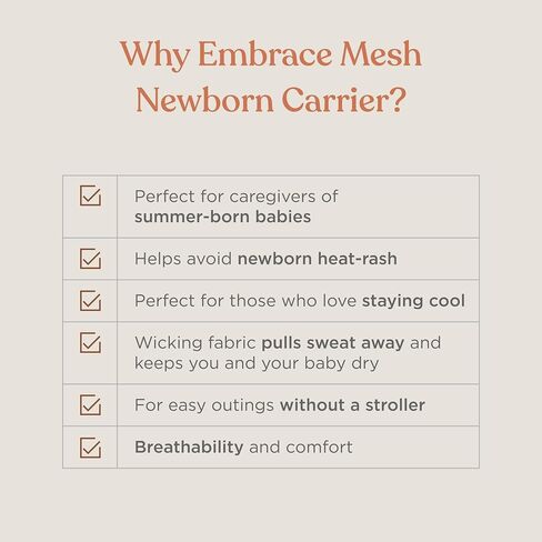 Ergobaby Embrace Cozy Newborn Essentials Baby Carrier Wrap (7-25 Pounds), Soft Air Mesh, Cream in Saudi Arabia