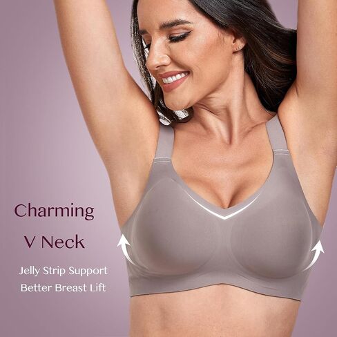 Wireless Bras for Women No Underwire Full Coverage Bralettes for Women V Neck Smooth Everyday Bras with Extender in Saudi Arabia