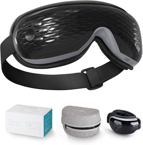 ALLJOY Eye Massager with Heat, Migraines Relief, Gifts for Women/Men, Eye Massage Mask with Bluetooth, Heat, Compression for Eye Strain Relief, Reduce Stye Eye, Improve Sleep in Saudi Arabia