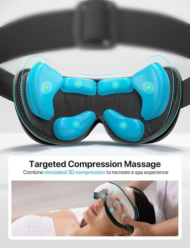 ALLJOY Eye Massager with Heat, Migraines Relief, Gifts for Women/Men, Eye Massage Mask with Bluetooth, Heat, Compression for Eye Strain Relief, Reduce Stye Eye, Improve Sleep in Saudi Arabia