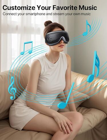 ALLJOY Eye Massager with Heat, Migraines Relief, Gifts for Women/Men, Eye Massage Mask with Bluetooth, Heat, Compression for Eye Strain Relief, Reduce Stye Eye, Improve Sleep in Saudi Arabia