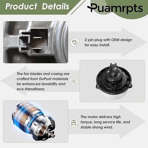 مجموعة محرك منفاخ سخان التيار المتردد - متوافقة مع سيارات تويوتا - كامري 02-06، سيينا 04-06، سولارا 04-08 - استبدال # 700054 in Kuwait