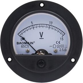 Baomain 65C5 Analogue Panel Meter Volt Voltage Gauge Analog Voltmeter DC 0-15 V