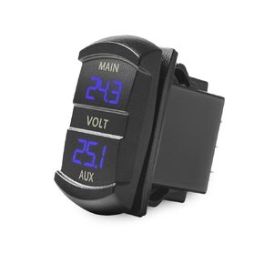 MICTUNING LED لوحة رقمية مزدوجة الفولتميتر، مفتاح الروك نمط الجهد رصد لشاحنة بيك اب سيارة حزمة بطارية مزدوجة (أحمر)