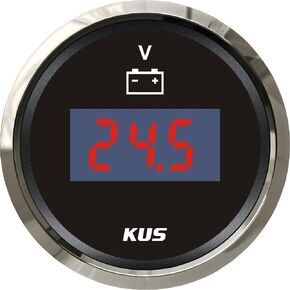 KUS Digital Voltmeter Gauge, CEVR-WW, 9-32V Range, 12V / 24V, 2" (52mm)