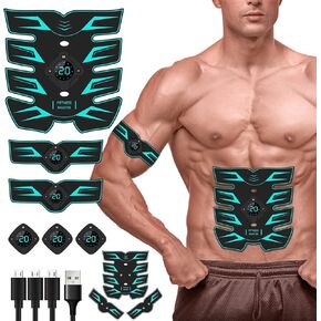 Innocareer Abs Stimulator, EMS Muscle Stimulator Fitness Equipment for Abdomen Arms Shoulder Back Leg Hip, Ab Stimulator for Women & Men