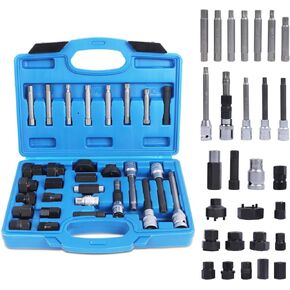 Alternator Pulley Service Decoupler 29PCS Alternator Pulley Tool Service Decoupler for Removing Alternator Free-Wheel Drive Pulleys Alternator Freewheel Pulley Set